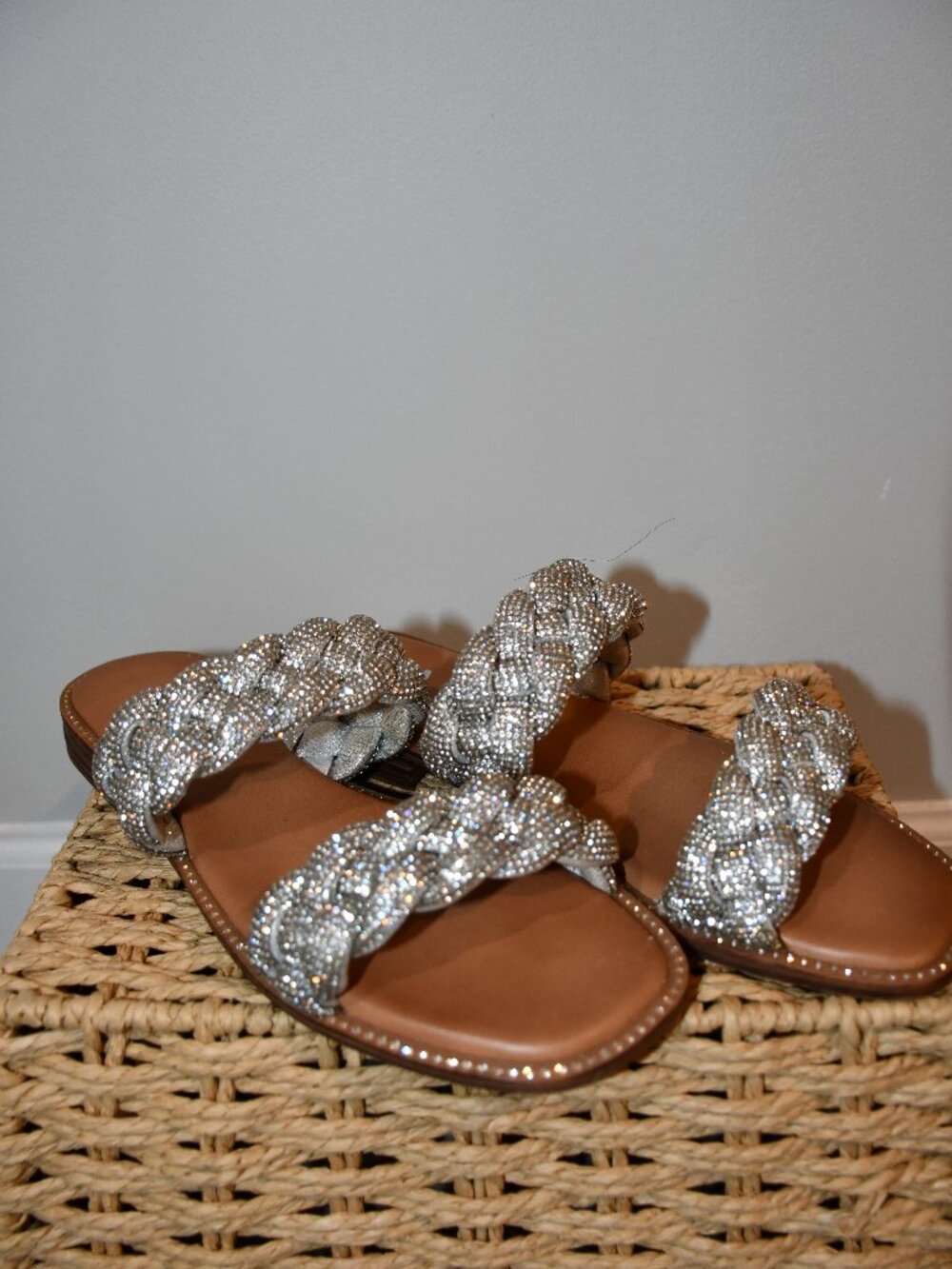 Glittery Silver Strap Sandals